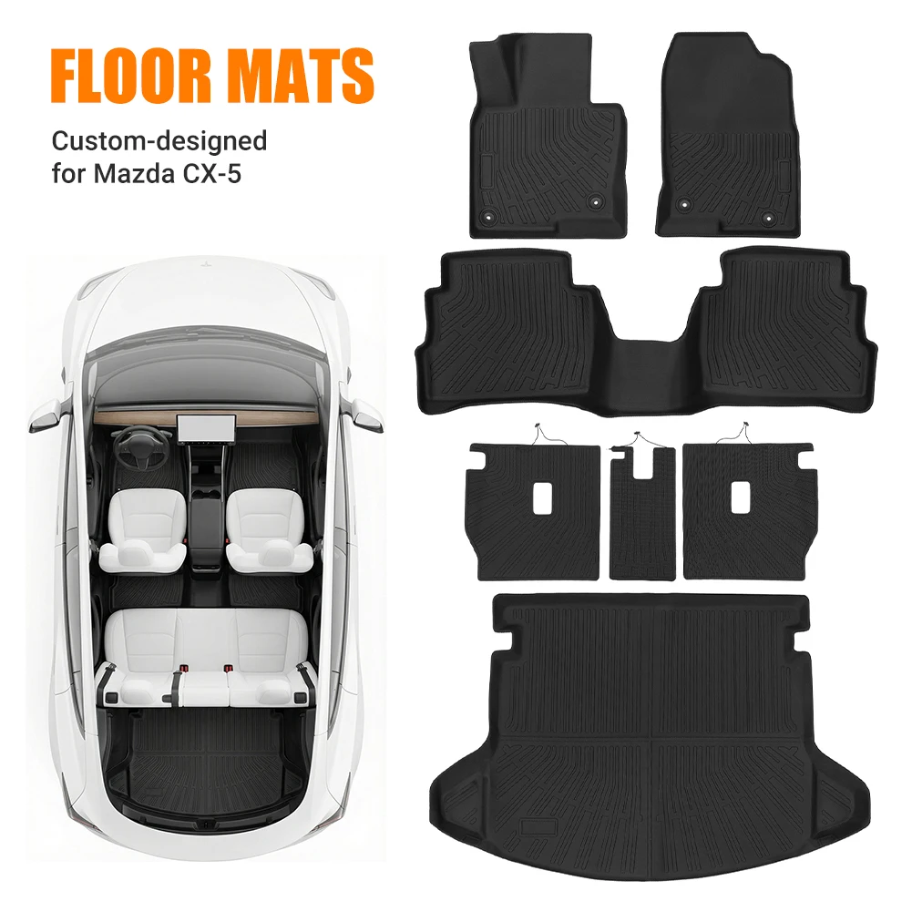 

Cargo Liner Seat Back Covers Protectors All Weather TPE Floor Mats Trunk Pad Backrest Liner for Mazda CX-5 2017-2025 Accessories