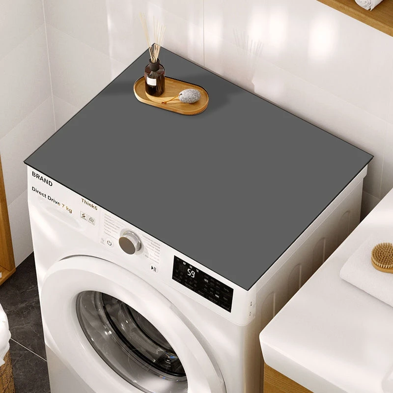 Solid Color Dust Proof Washing Machine Mat Cover Non-slip Kitchen Mats Oven Dust Pad Microwave Top Mat Bathroom Supplies