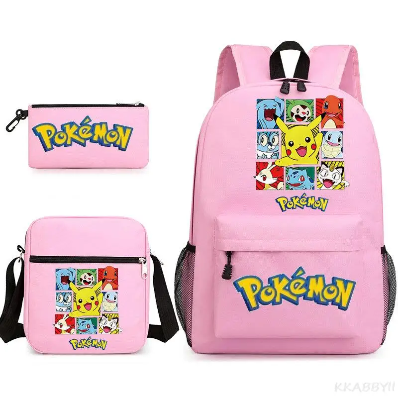 3pcs POKEMON GO Backpack Women Men Laptop Backpack Capacity Pikachu School Bags Mochila for Teenagers Boys Girls Backpack Travel