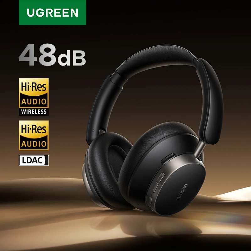 UGREEN Studio Pro 48dB ANC Bezprzewodowe Słuchawki Nauszne Bluetooth z Aktywną Redukcją Szumów, Hi-Res LDAC, 120h Czasu Odtwarzania