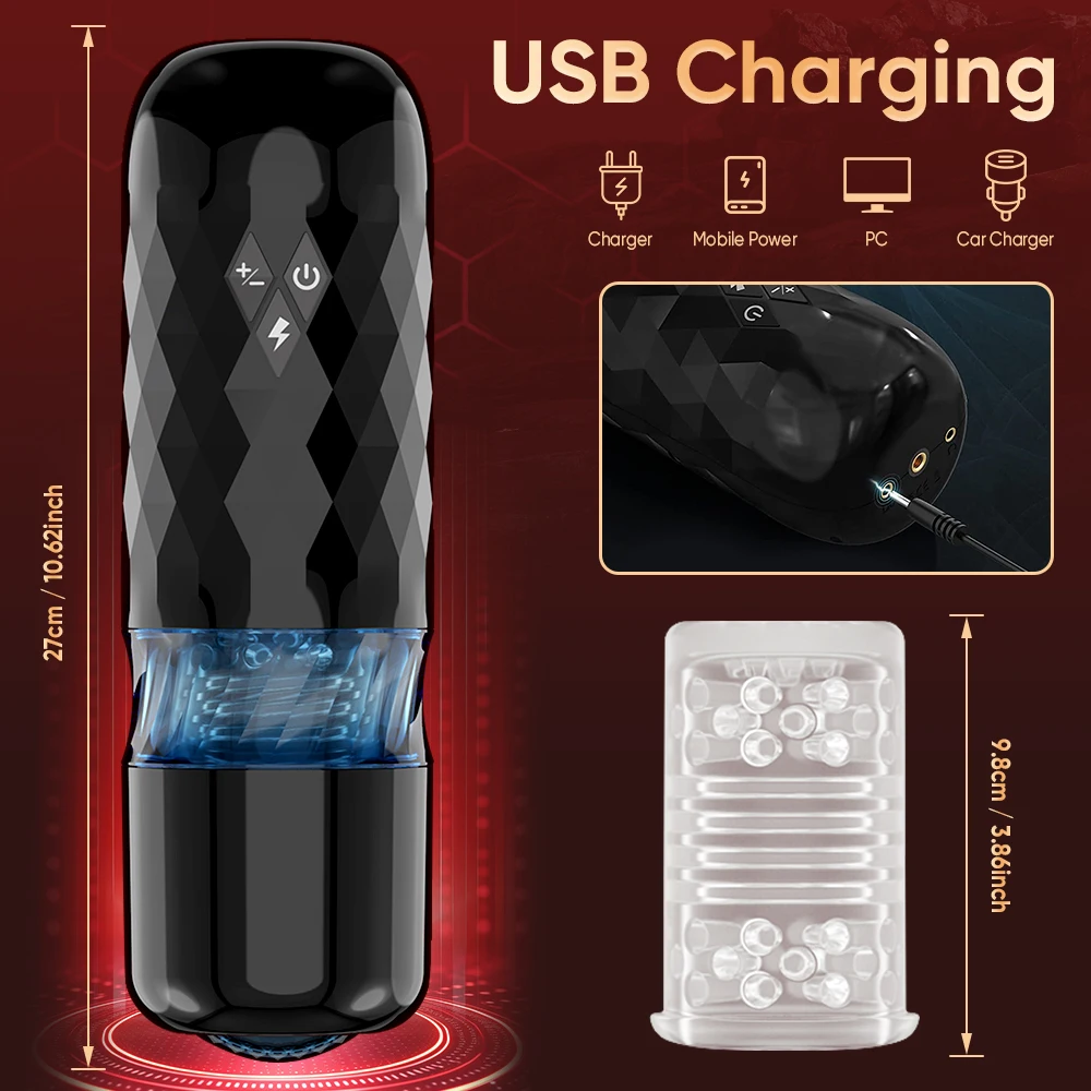 Thrusting Rotation Masturbator Cup for Men Penis Pump Blowjob Adult Sex Toy Stroker Piston Automatic Telescopic Male Mastubator view 6