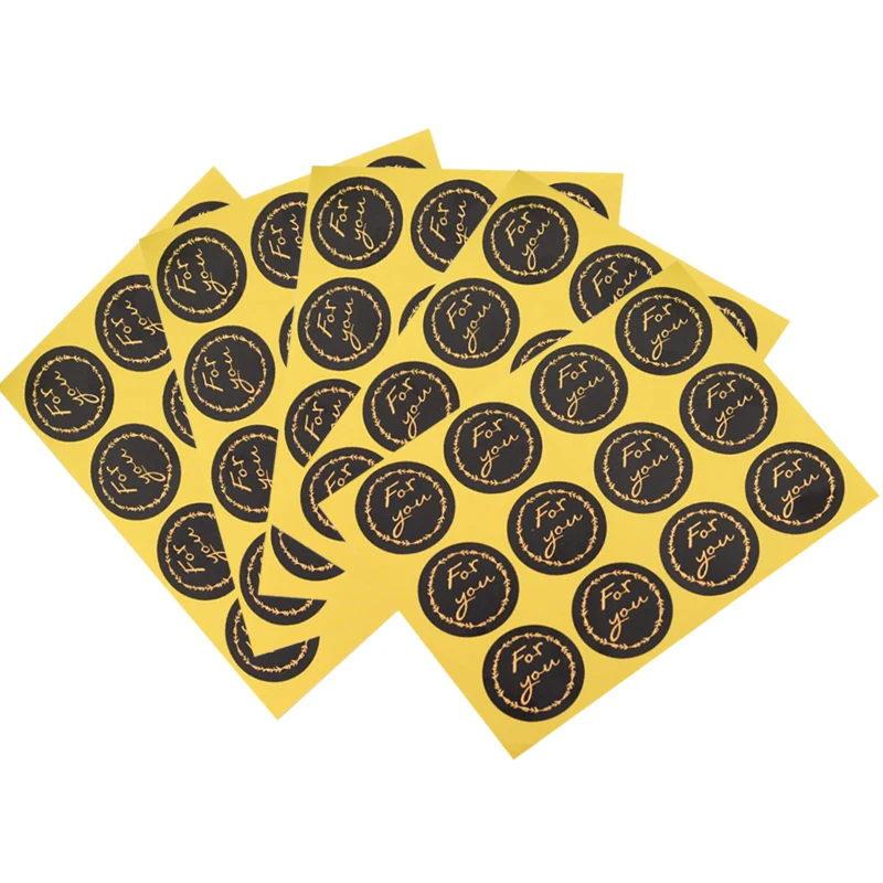 120pcs/lot Round  For you bronzing Black Handmade Cake Packaging Sealing Label Sticker Baking DIY Party Gift Box Stickers