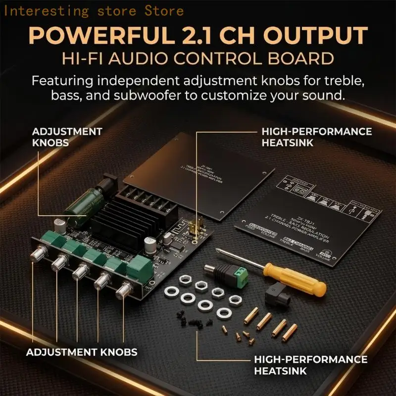 Digital Speaker Amplifier Board 2.1 Channel for Desk System Builds 55KC