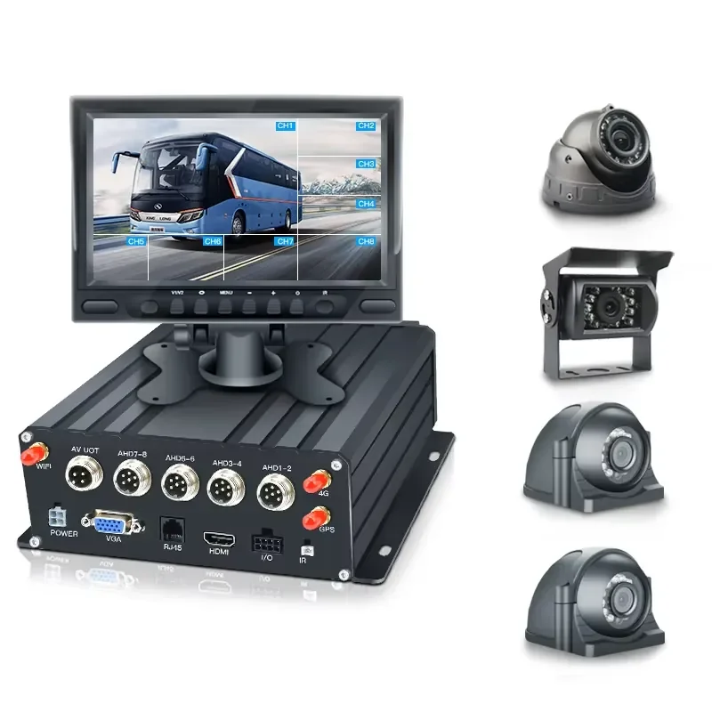 Vehicles 4 1080P HDD MDVR Kits 10.1 Inch VGA 4G WIFI Mobile DVR System