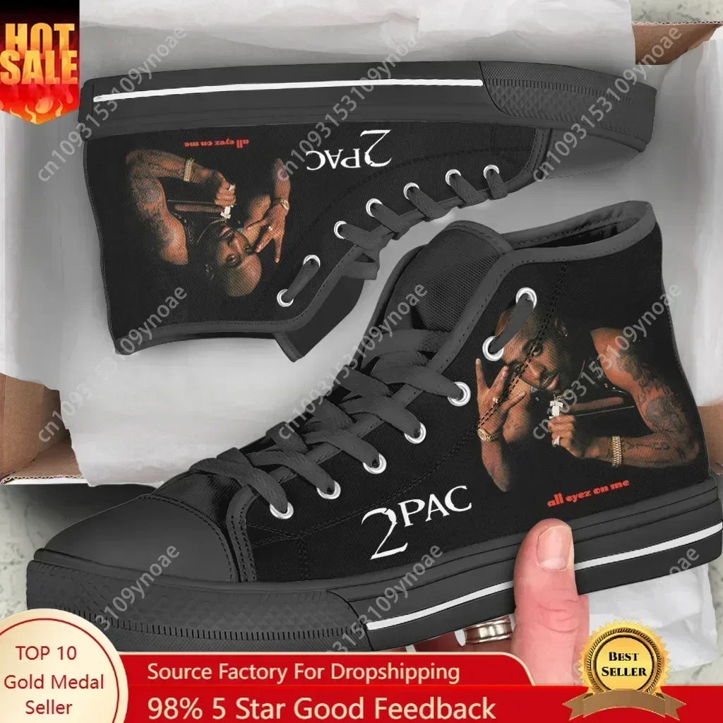 

2pac Tupac All Eyez on Me Arrive Hot Summer Rap Fashion Lightweight High Top Classic Canvas Shoes Men Women Sneakers Board Shoe