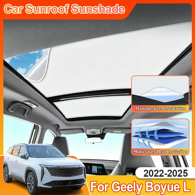 For Geely Boyue L Starray Atlas FX11 MK3 LWB 2022 2023~2025 Sunshade Sunroof Sun Visor Heat Insulation Electrostatic Adsorption