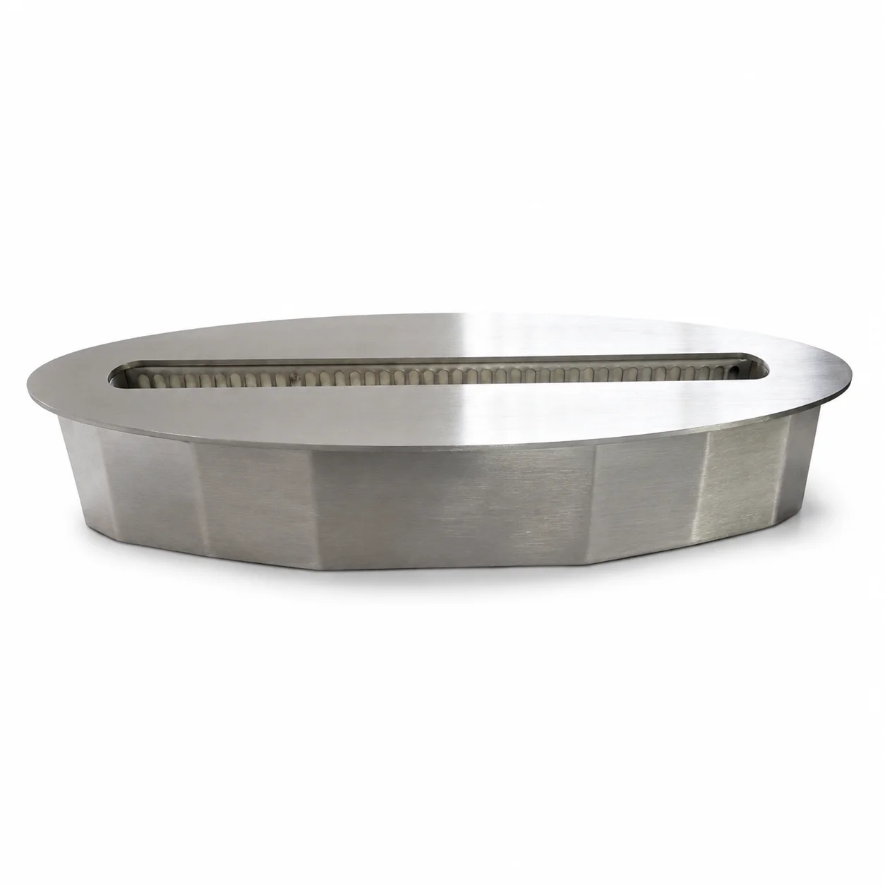 SXFireplace Oval Stainless Steel Manual Bioethanol Burner Insert Low Profile Design for Home Decor And Improvement