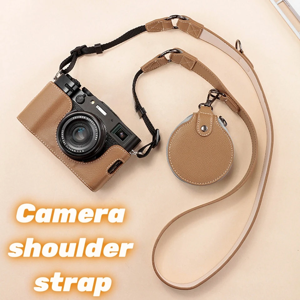 Camera neck shoulder strap PU leather for Fujifilm X100V XT30 XT4 Canon EOS R Sony A74 Nikon Z7 ZF Pentax Leica accessories DSLR