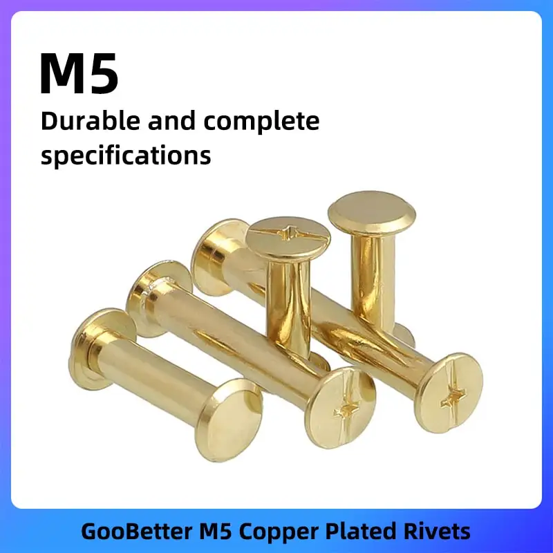 GooBetter Copper Plated Rivets From 10 Pieces M5 6~70mm Album Screws Butt-Locking Screws