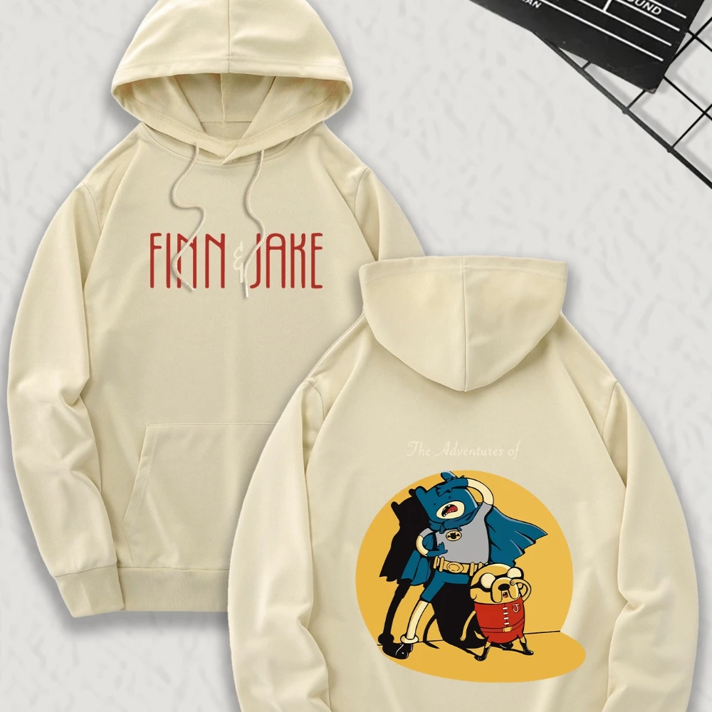 مغامرة الوقت الرجال فيرست ليك هوديي العصرية الكرتون طباعة الكنغر جيب الوجهين تصميم الشتاء الخريف الدافئة سترة غير رسمية #2