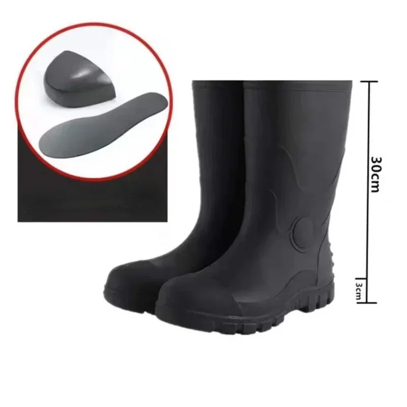 2023 Men's Work Boots Construction Site Protection Plus Steel Boots Anti-smashing Anti-stab Platform Boots Men's Tall Rain Boots