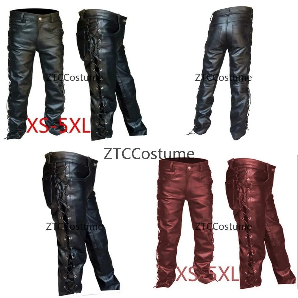 

Medieval Leather Pants for Men Cosplay Renaissance Punk Halloween Costume Adult Maxi Size Large Retro Clothing