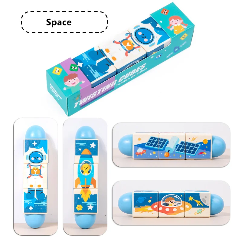 回転する認知パズル、子供向けの回転する積み木、早期教育学習、創造的なおもちゃ、認知マッチングゲーム