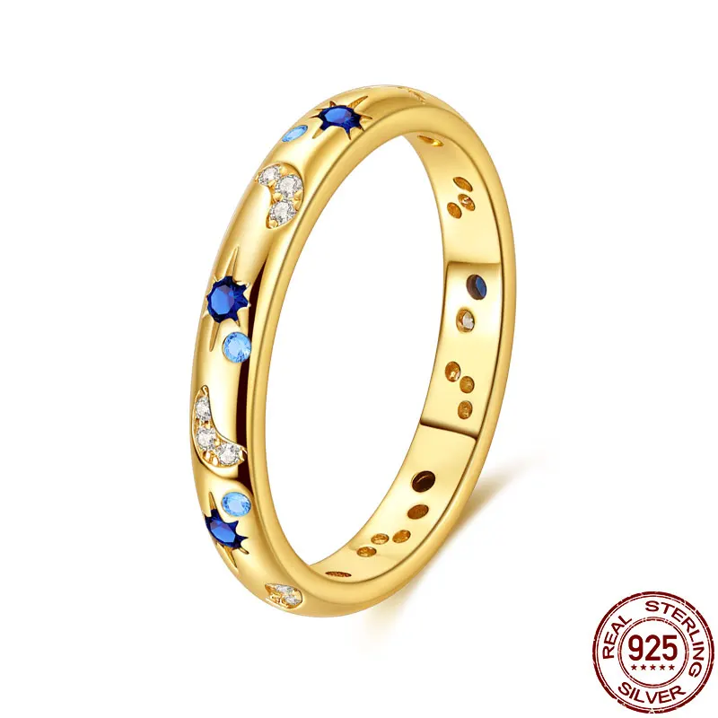 Women's 925 Sterling Silver Simple Zircon Dazzling Galaxy Ring
