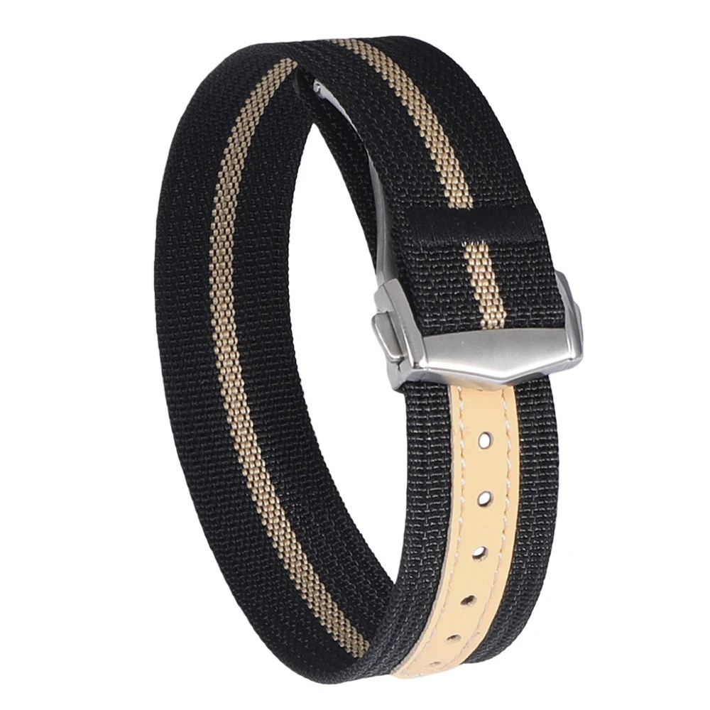 Premium geripptes Uhrenarmband mit Faltschließe, Nylon, 20 mm, 22 mm, Uhrenarmband für Omega, Faltschließe, Sportarmband für Herren