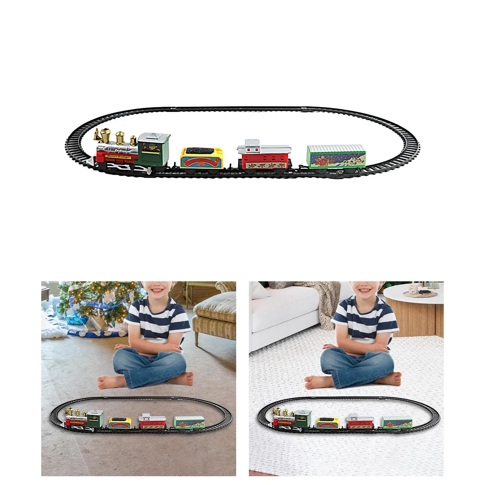 Kids Electric Train Sets Christmas Decoration Railway Track Set Kid Train Playset Toy for Age 3~6 Boys Children Preschool Gifts