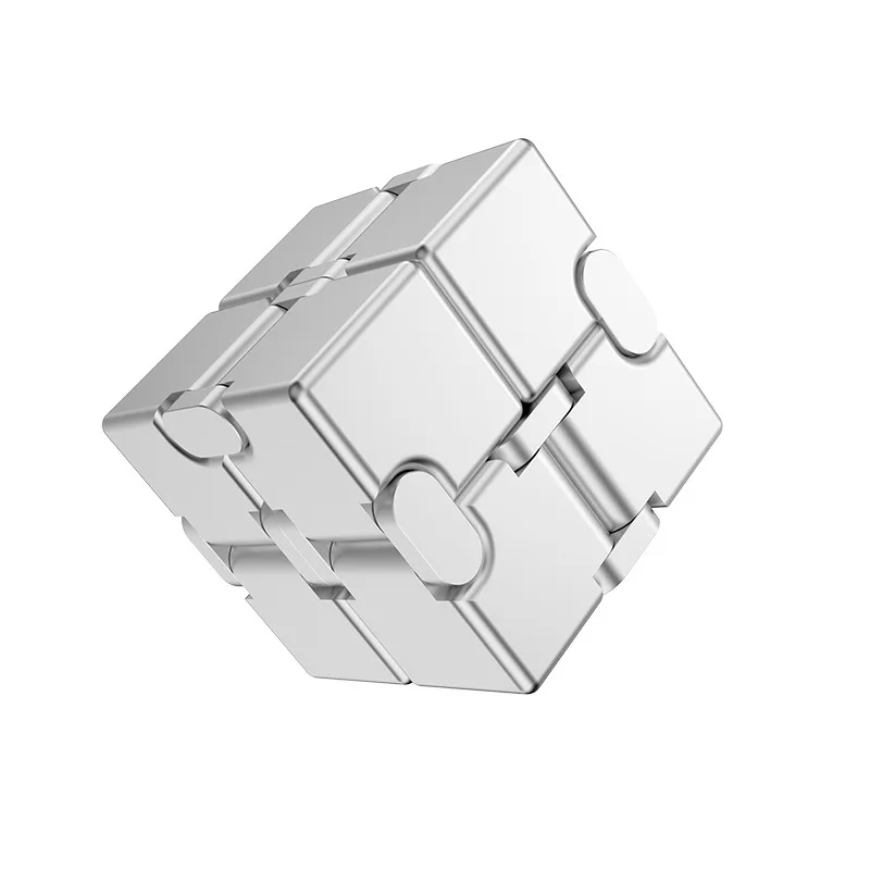 Metal Infinity Cube Anti Stress Aluminum Alloy Easy Play Office Flip Cubic Fidget Toy Gift for Kid Adults Autism Anxiety Relief