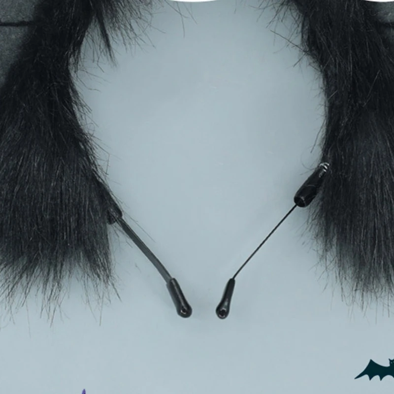 Fauxs Furry Cats Ear Headbands Animes Fauxs Furs Bat Ear Headbands Halloween Cosplays Costume Animal Furry Ears Hair Hoop image 5