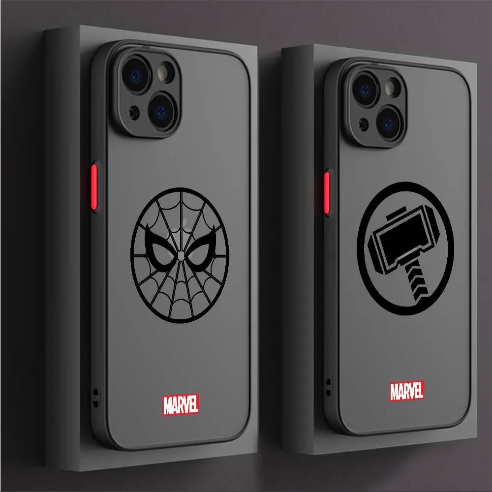 Funda con logotipo de los Vengadores de Marvel para Apple, carcasa a prueba de golpes para iPhone XR 7 8 Plus 12 15ProMax XS Max 13 Mini 14 Pro SE 11 Pro