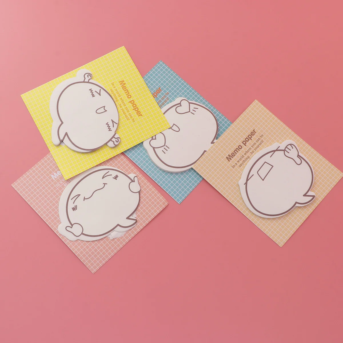 4 Pcs Note Pads Sticky Notes Paper Stickers Cartoon Memo Papers Notebooks Student
