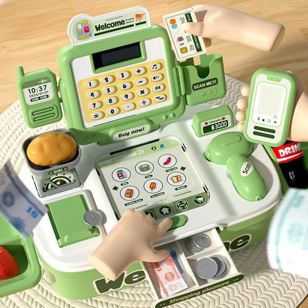 64PCS Pink Green Simulated Cashier Toys Imitation Design Plastic Convenience Store Toys Intelligence Development