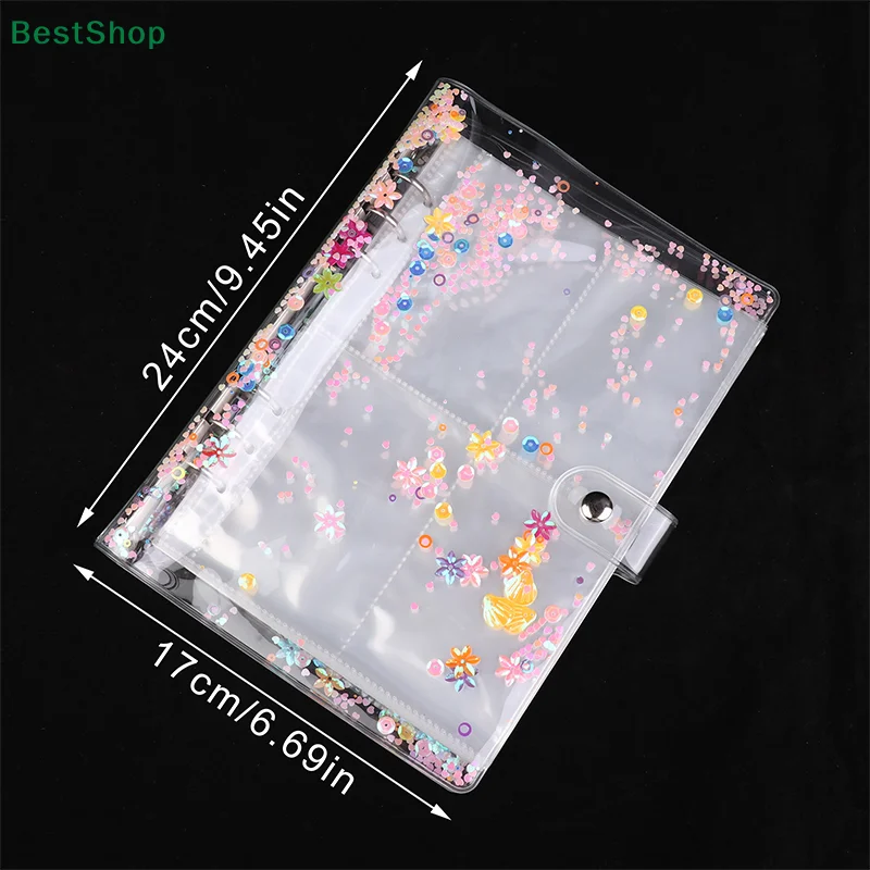 ★ ★ ★ A5 Glitter Bead Shell Trasparente Notebook Planner Organizer Raccoglitore Libri Custodia protettiva per notebook personale