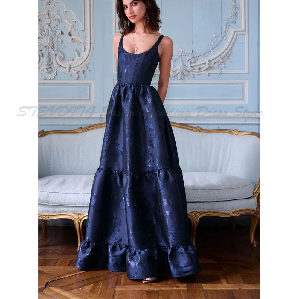 

Elegant Evening Dresses Exquisite Spaghetti Strap A Line Sleeveless Floor Length Backless High Quality Evening Banquet Prom Gown