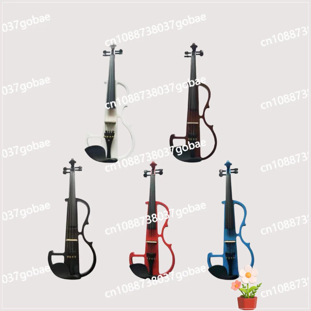White and black colored electronic violin, beginners play electric acoustic violin instruments