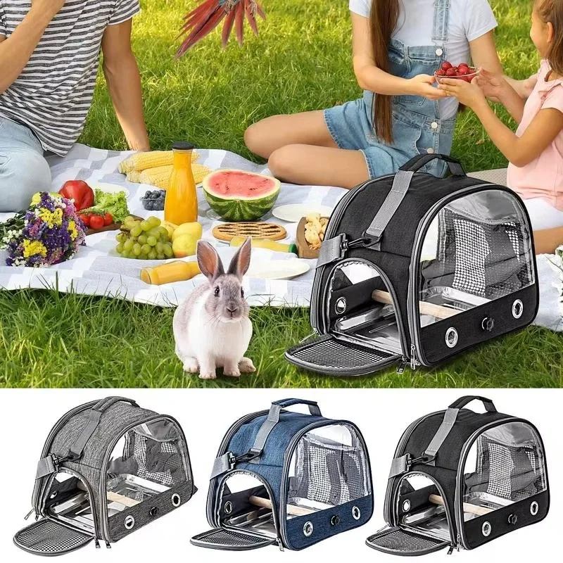 

AT51-Bird Carrier Bag Backpack For Parrot Withstrap Portable Small Animal Carrier Outside Travel Cage