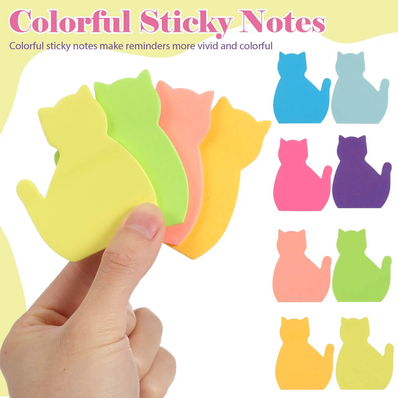 8 Stück selbstklebende Notizblöcke, helle farbige Papier-Notizblöcke, Pads für Büro, Schule, Projekt, Planung, Schreibtischzubehör