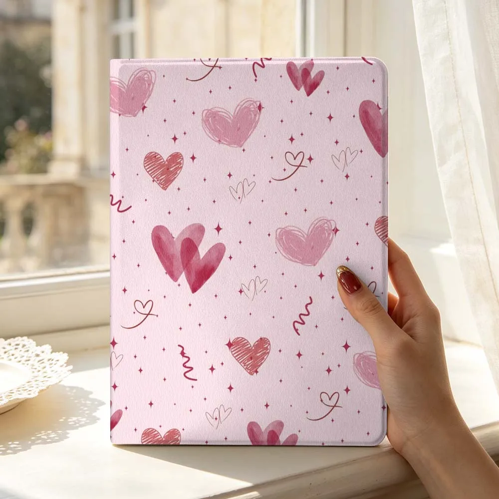 Painting Pink Love Soft For Samsung Galaxy Tab S11 S10 S9 S8 S7 S6 A9 A8 A11 Lite FE Plus Pen Tray Tablet Case