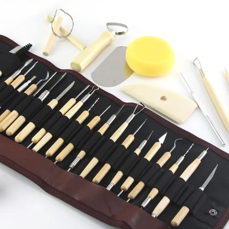 

54 шт., набор инструментов для керамической глины, инструмент для лепки керамики, полимерная сумка для резьбы, сделай сам, ручная работа, глина, двусторонняя сверлильная ручка