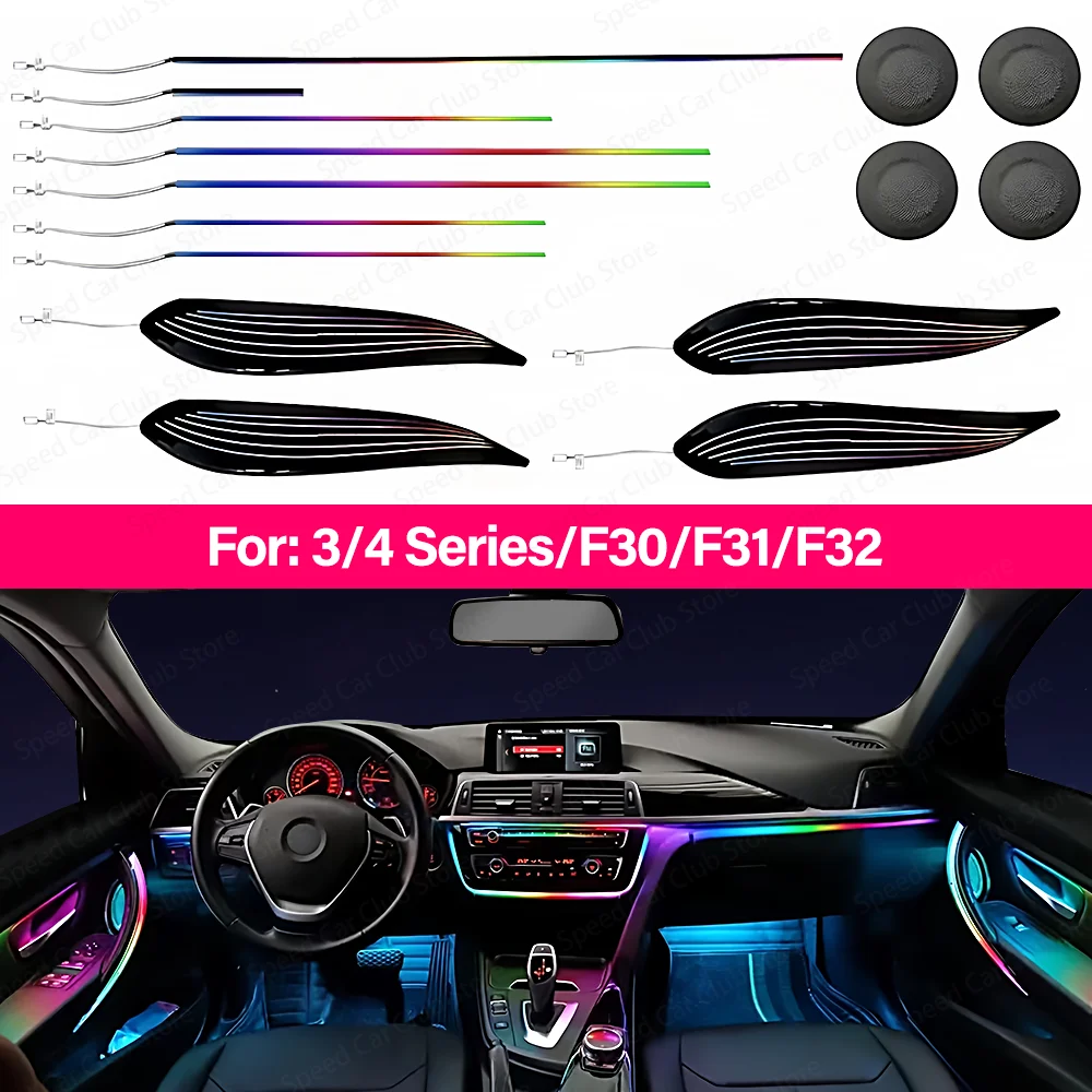 

256 цветов светодиодного внутреннего освещения для BMW 3 серии F30 F31 F32 F34 4 серии F32 F33 F35 Управление приложением