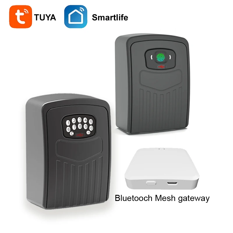 TUYA-Caixa De Armazenamento De Chave De Impressão Digital Inteligente, Cofre De Bloqueio De Senha, App Desbloqueio Remoto Por Bluetooth, Mesh Gateway, Segurança Doméstica