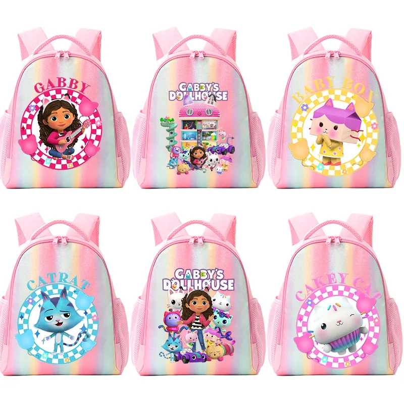

Рюкзак Gabbys Dollhouses с принтом мультяшных аниме-персонажей, школьный ранец для детского сада и начальной школы, милый рюкзак для учеников, подарок, хит продаж