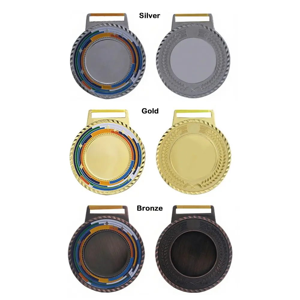 

Color Ribbon Blank Medals Gold Silver Bronze 7.5x6.5mm Colour Medal Souvenir Universal Sports Meeting Ornament