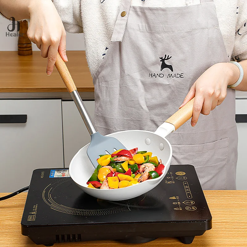 Silicone Cooking Utensil Set Heat Resistant Non Stick Cookware Spatula Shovel Kitchenware Measuring Spoons Baking Tool Set