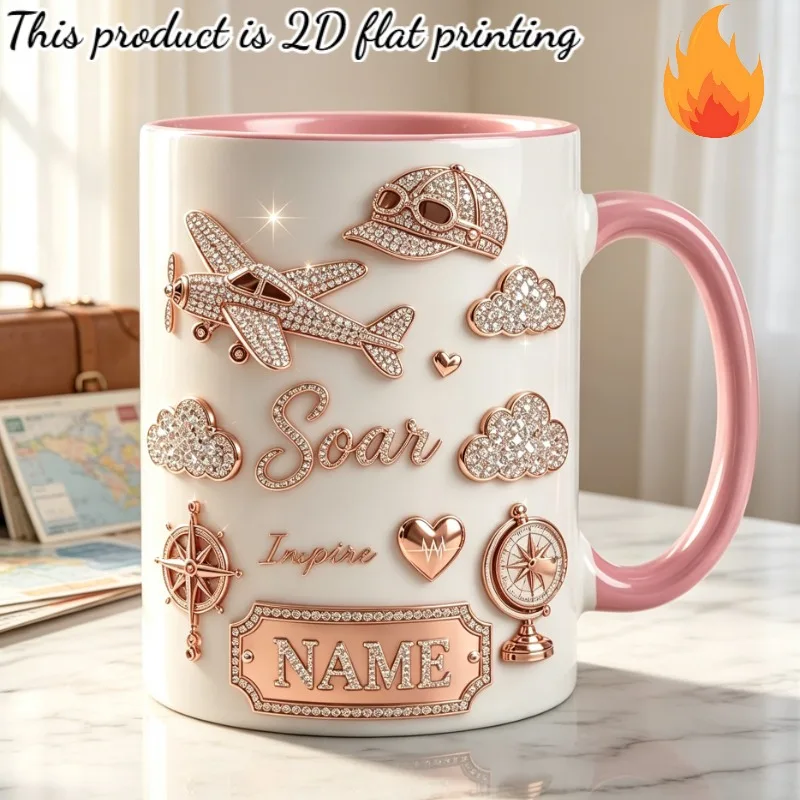 Custom Name Coffee Mug 11oz 2D Printing Pilot Theme Personalized Gift for Friends Lovers Birthday Anniversary Thanksgiving Chris