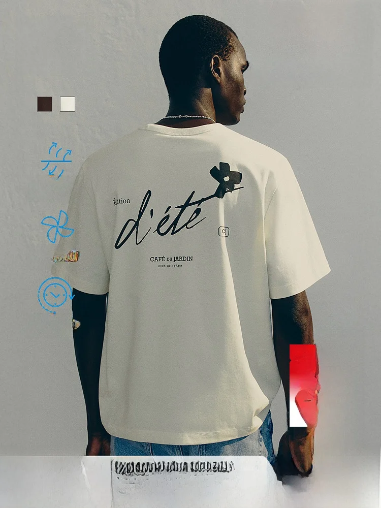 

H&M ex Winter Couple T-shirts COOLMAX ® Футболка Cooling Light Tower Print Base из смеси хлопка и полиэстера с круглым вырезом и короткими рукавами