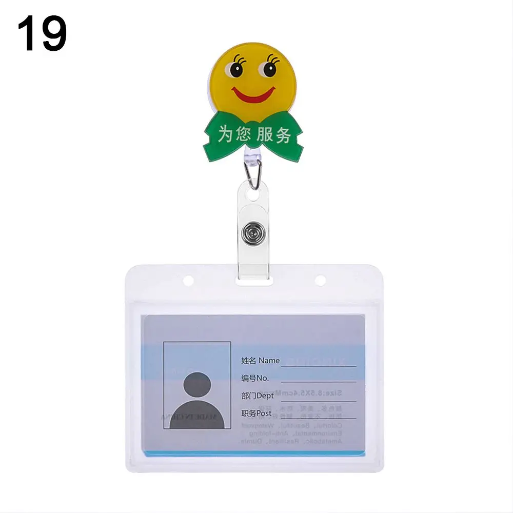 Cartoon Metal Clip Name Tags Nurse Doctor with Retractable Reel Business Work Card Badge Holders ID Badge Holder
