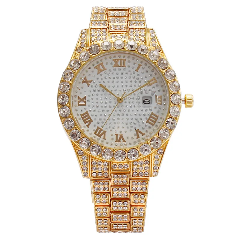 Luxury Women Diamond Watch Roman Numeral Dial Full Inlay Quartz Fashion Female Watches Casual Ladies Watch Daily Wear Girl Gifts