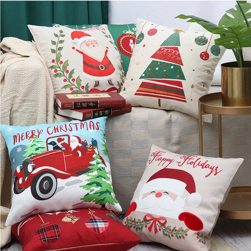 

Christmas Pillow Cover Cushion Atmosphere Decoration Living Room Sofa Decoration Santa Claus B & B Model Room Soft Pillow