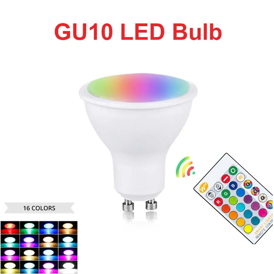 

GU10 LED Light Bulb 10W AC85-265V 16 Colors RGBW RGBWW Spotlight Dimmable IR Remote Control Ampoule Bombillas Home Decoration