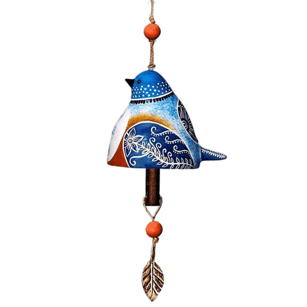 

Resin Bird Song Bell Hand Painted Exquisite Painted Wind Chime Cartoon Design Pendant Style Hanging Ornaments Courtyard Decor