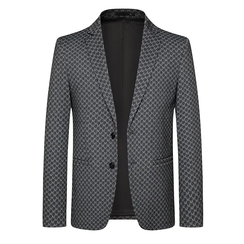 

2026 men's autumn new business fashion, slim plaid jacquard casual blazer
