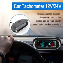 AD 12V 24V Car Truck Tachometer 9999RPM Gauge with Alarm For Car Motorcycle Truck Tacho Meter Fit Gasoline Diesel Universal