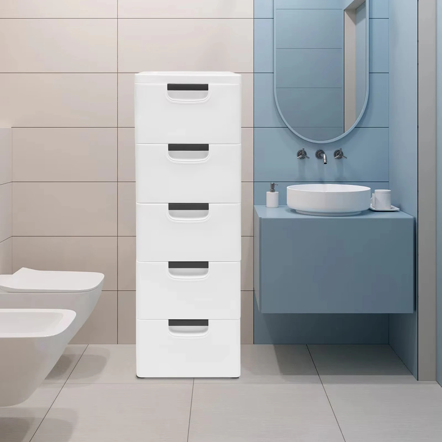 Armário de cômoda branco minimalista moderno roupas empilhável baú de torre de plástico vertical com rodas