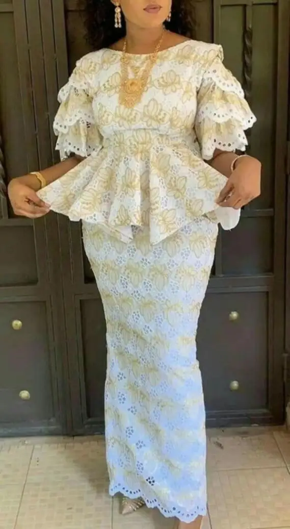 Roupas de casamento africanas para mulheres, top elegante de meia manga e saia longa, conjuntos combinando, roupas de outono, 2 peças