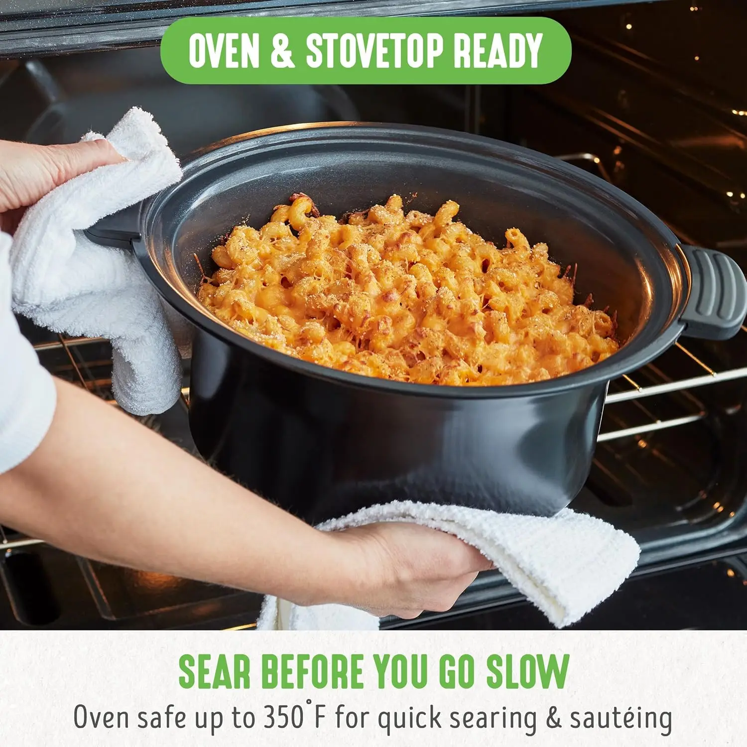 طباخ بطيء سيراميك خالٍ من PFAS قابل للبرمجة ، وعاء صحي غير لاصق للوجبات العائلية ، موقد على سطح البحر ، 6 كوارت