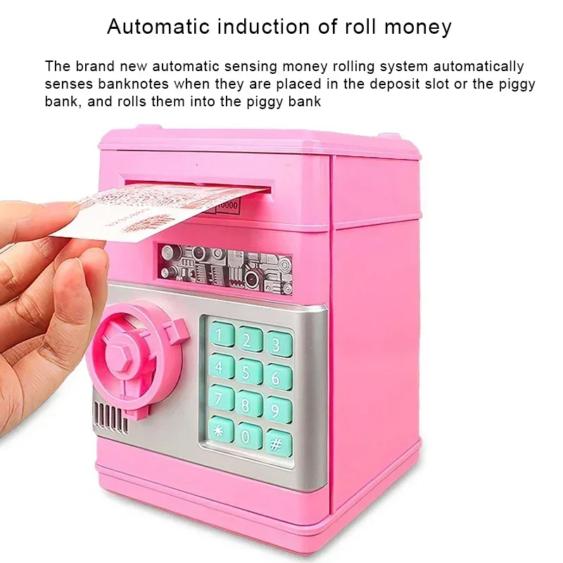 ATM Smart Piggy Bank with Large Capacity for Cash Storage and Coin Slot Saving Machine, Perfect Educational Gift for Children